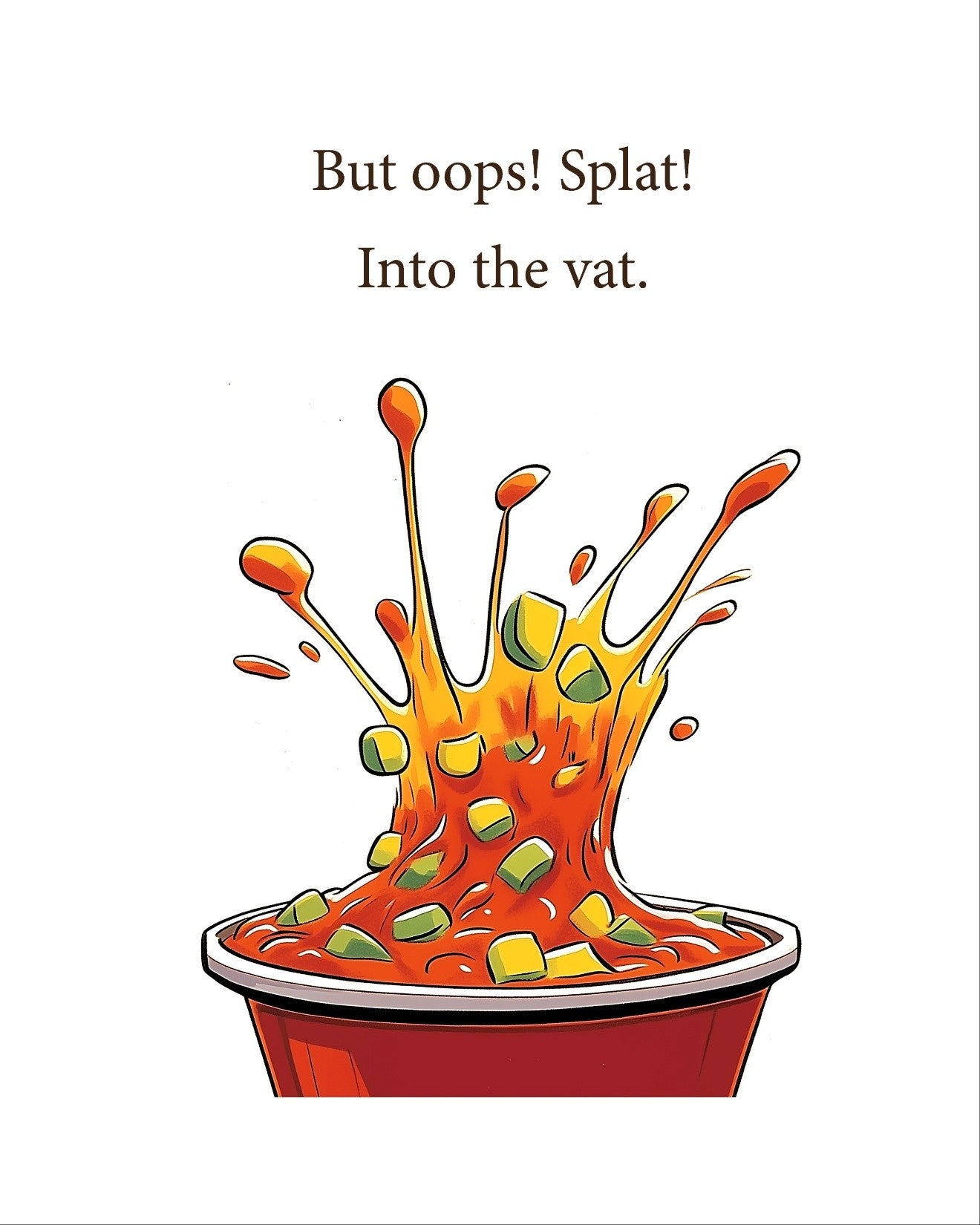 Oops! Splat! Into the Vat!